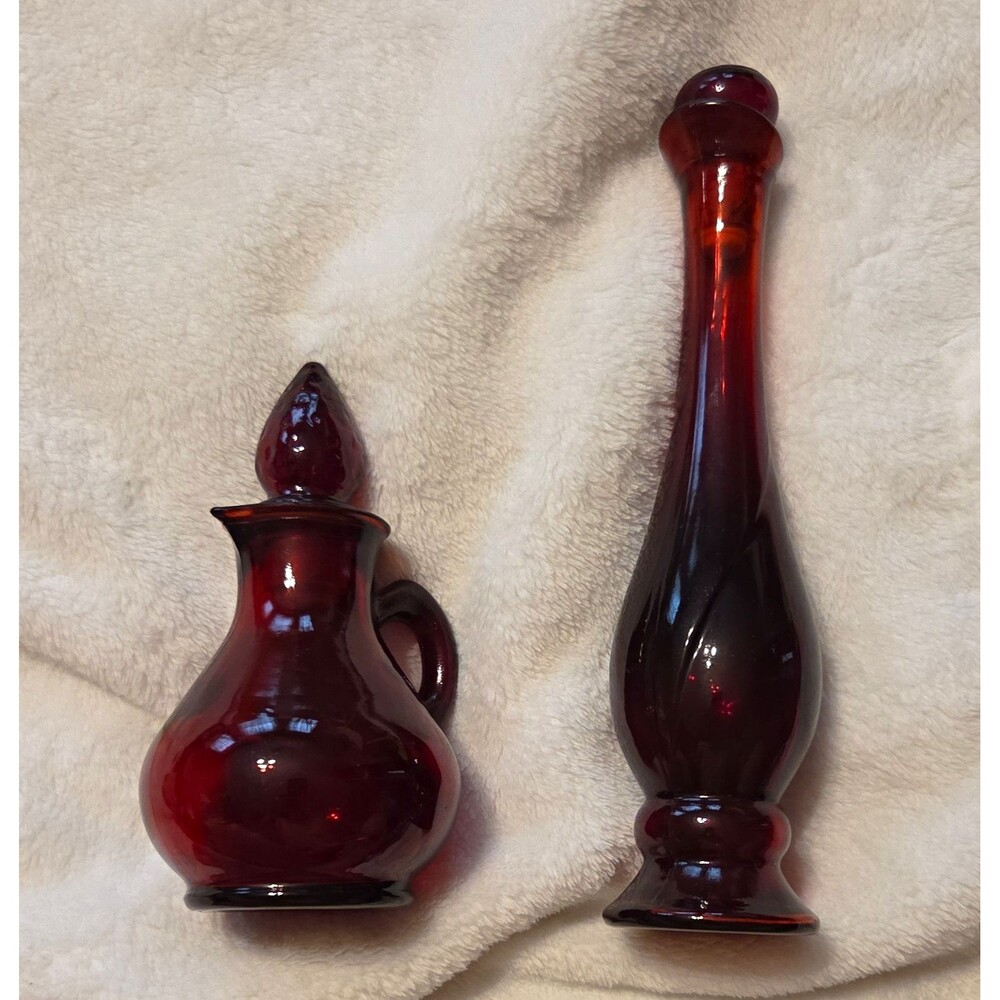 Avon 2pc Set: Strawberry Bath Foam 4 fl oz & Ruby Red Mist 3 fl oz Empty Bottles
